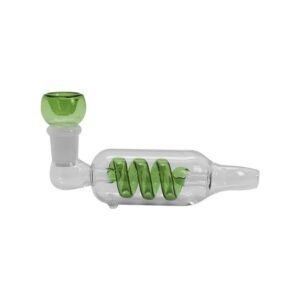 Glass Spiral Pipe, Green 13 cm