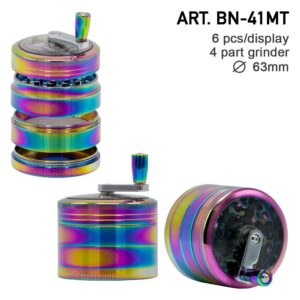 Grace Glass Amsterdam | Rainbow Grinders - 4part - Ø:63mm - crank and window - Rainbow Colors