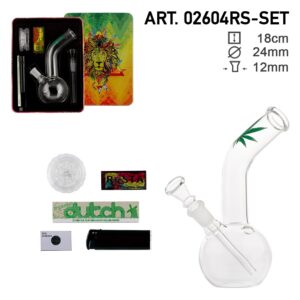 Amsterdam | Leaf Bong giftset with 1 x Bong - 1 x Grinder - 1 x lighter - 5 x screen - 1 x KS Rollin