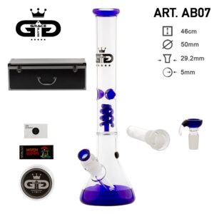 Grace Glass | Beaker Baked Blue in Box H:46cm - Ø:50mm - SG:29.2mm Luxury Metalic Box