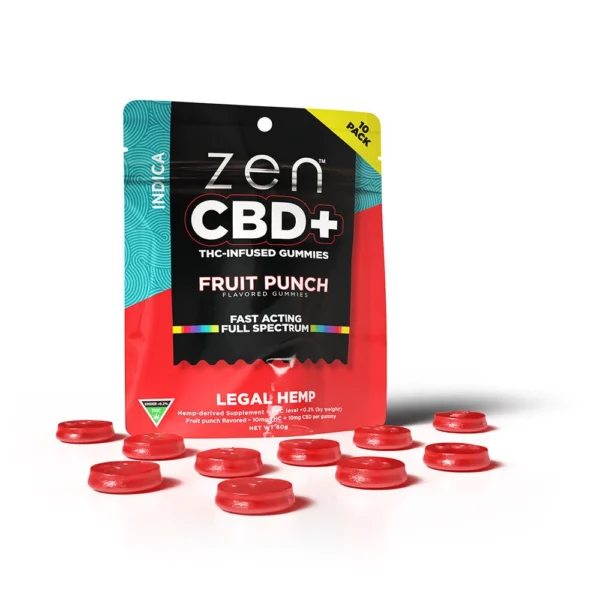 Zen CBD+THC infused indica gummies – Fruit Punch 10st